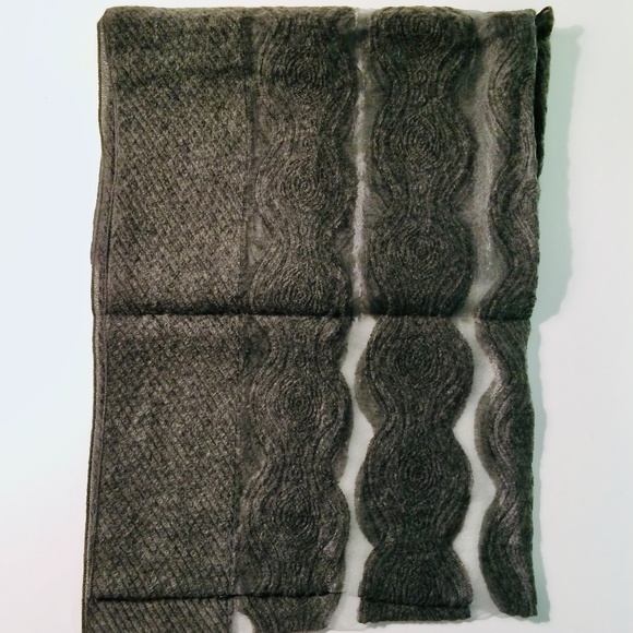 SAACHI Charcoal Gray Wave Pattern Acrylic, Polyester, and Wool Blend Scarf - Picture 5 of 12